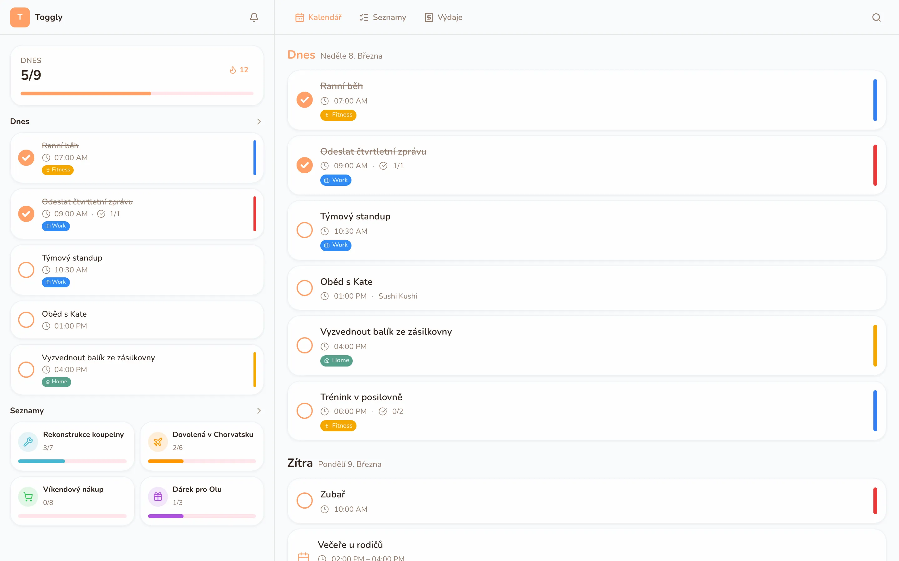 Toggly web app — light mode