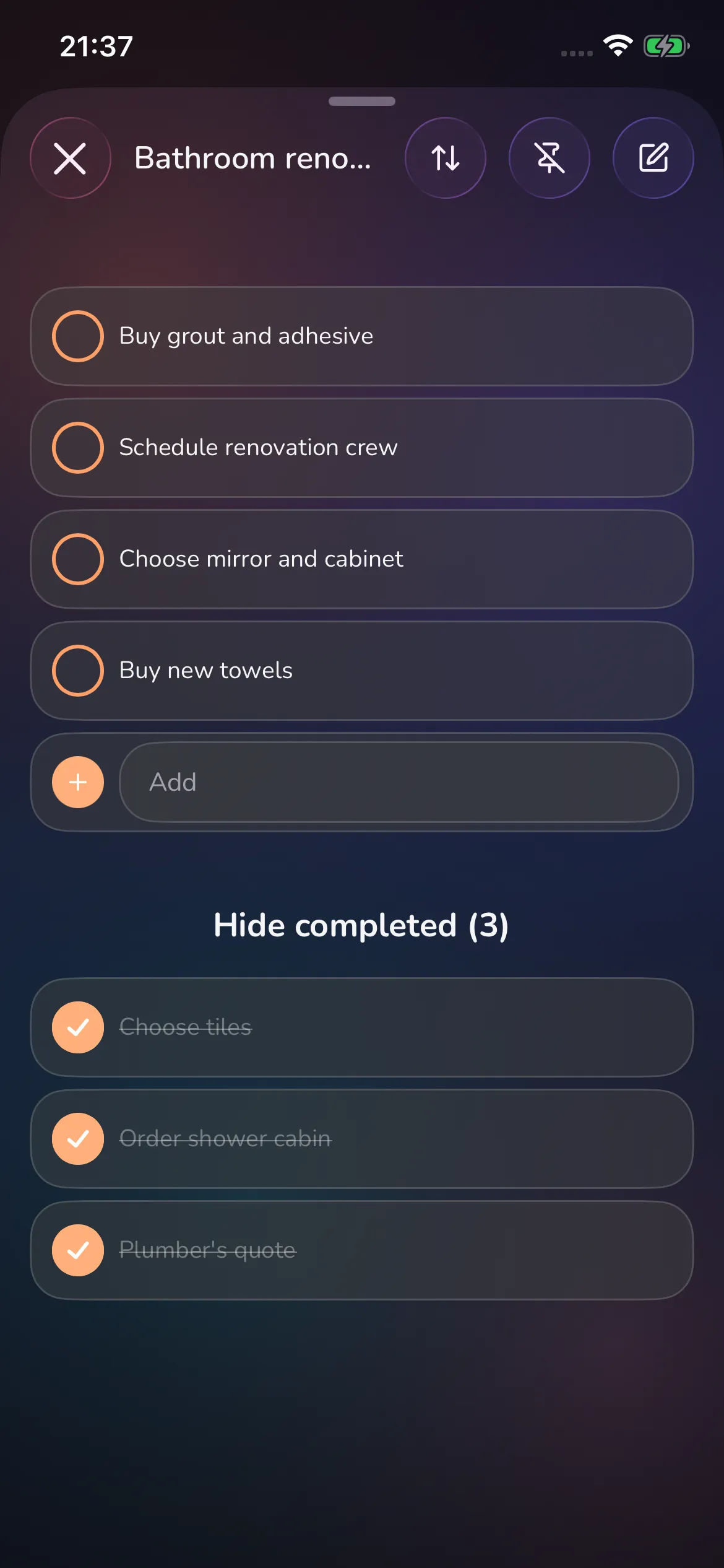 Toggly — list detail