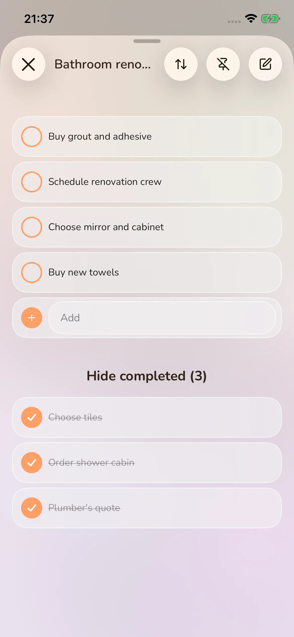 Toggly — list detail