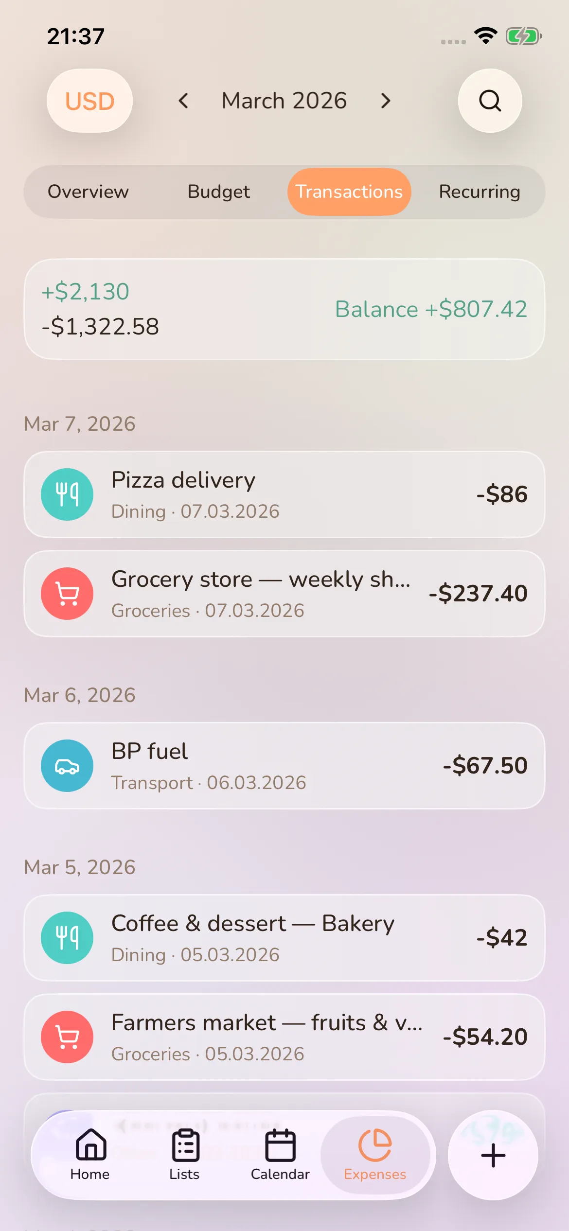 Toggly — transactions