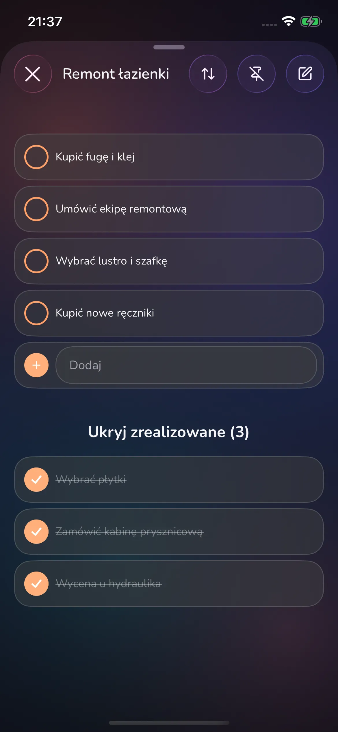Toggly — list detail