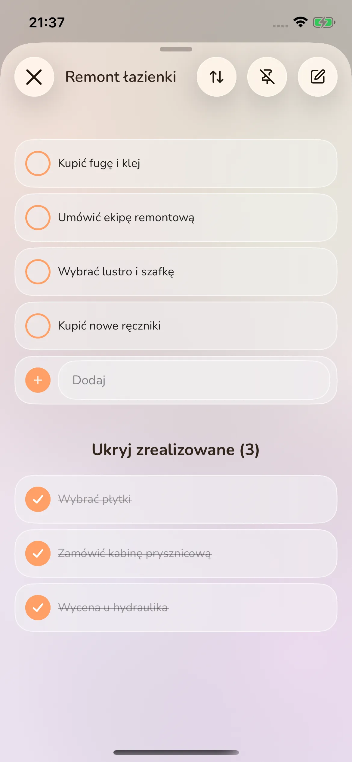 Toggly — list detail