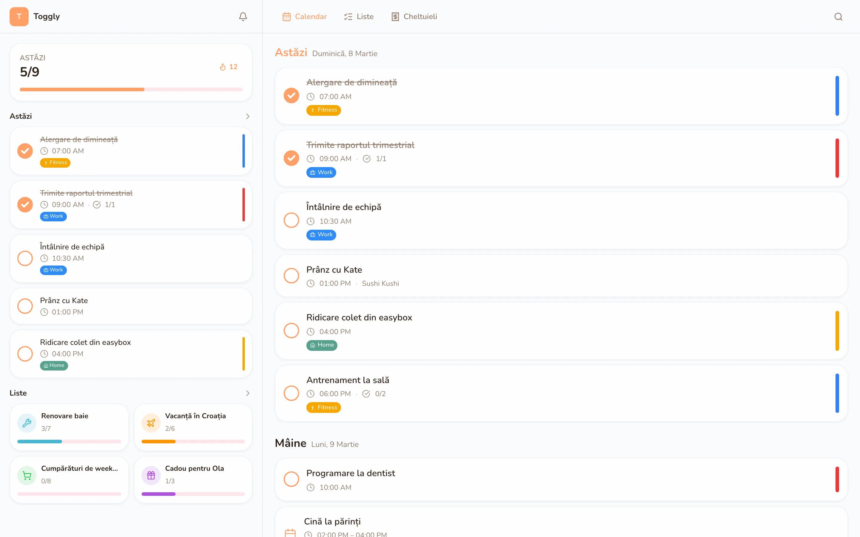 Toggly web app — light mode