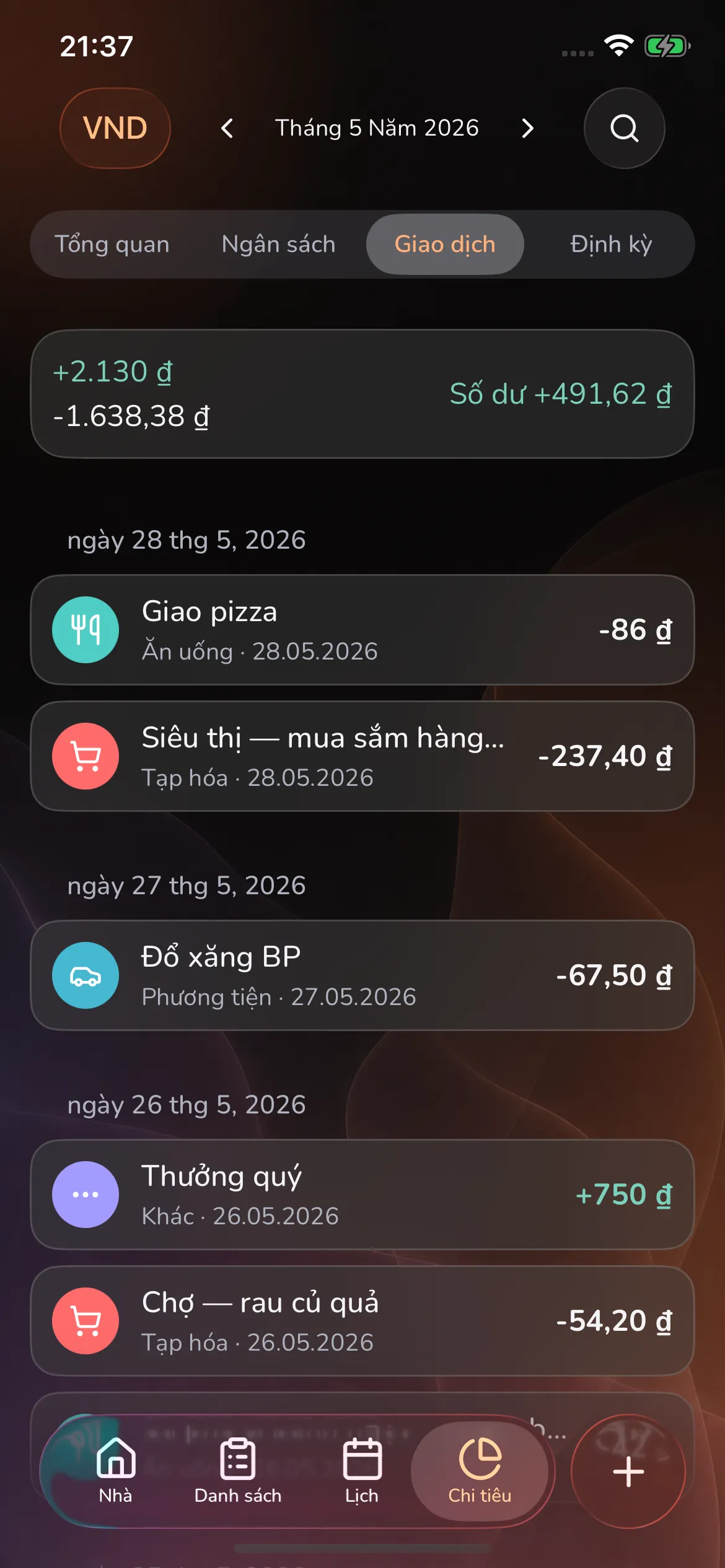 Toggly — transactions